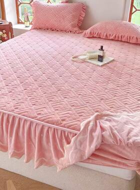 【老板娘悦悦专享】断码清仓 高端加厚牛奶绒夹棉床裙床笠二合一