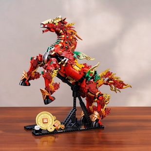 2026新款马年赤兔马国潮积木适用乐高益智拼装玩具男女孩生日礼物