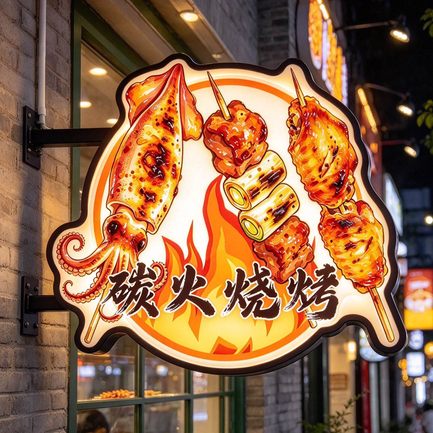 烧烤店创意户外异形发光广告牌烤串造型亚克力侧装招牌灯箱可定制