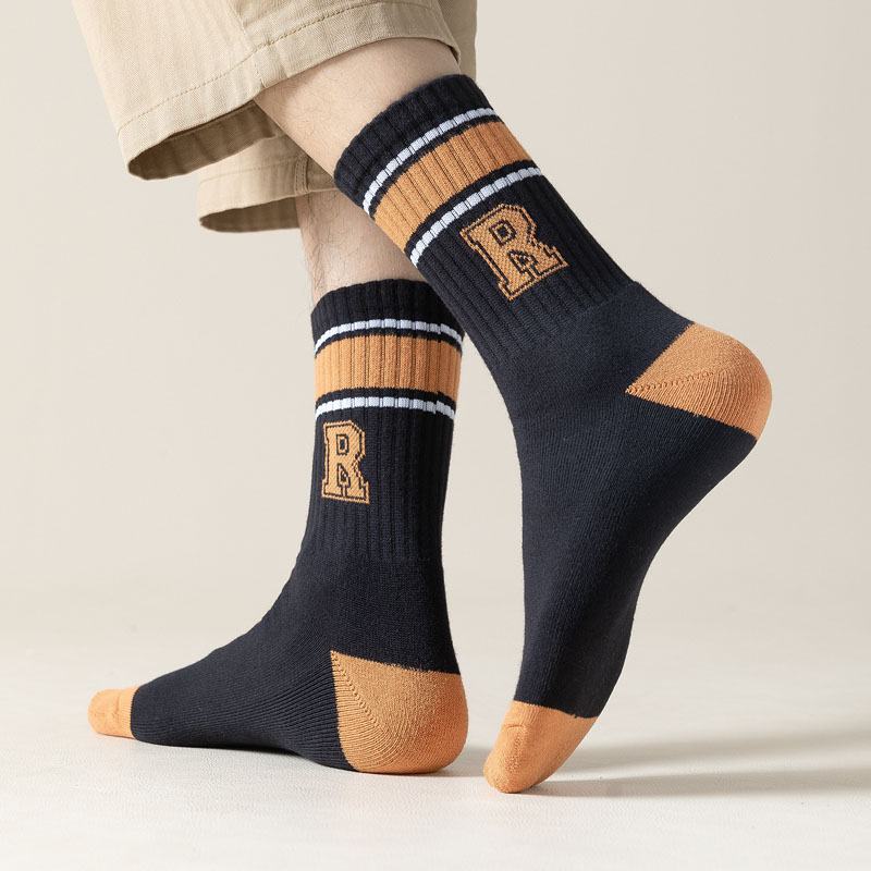 袜子男士中筒纯棉长袜运动篮球男袜秋冬季长筒袜青少年男生潮全棉