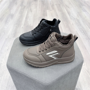 冰洁2025冬季新款女鞋高帮加绒保暖软底舒适百搭运动休闲鞋350935