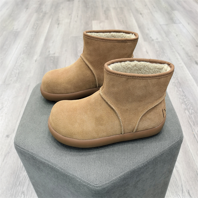 冰洁2025冬季新款女鞋皮毛一体平底防滑保暖一脚蹬雪地靴2580-2A