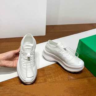 Lisa同款增高7cm老爹鞋超轻松糕厚底小白鞋飞织运动休闲鞋网面