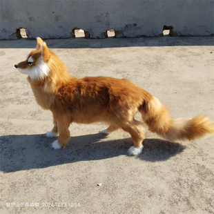 仿真大号狐狸真身站姿胡家摆件模型堂口供奉毛绒玩具装饰道具摆件