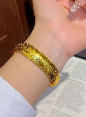 高保色度真金爆闪碎冰冰手镯
