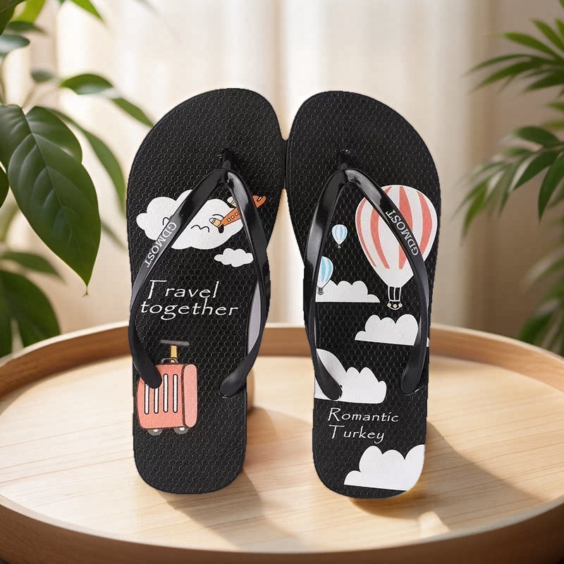 流行人字拖女夏夹脚防滑凉拖鞋外穿可爱卡通韩版沙滩海边平底网红