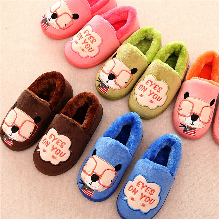 Pantoufles enfants en suède pour hiver - semelle caoutchouc - Ref 1035424 Image 4