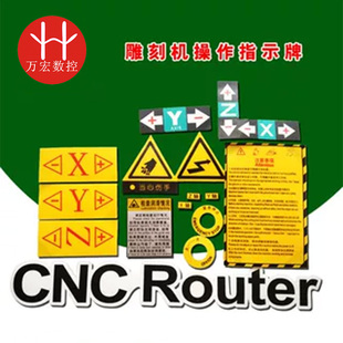 雕刻机贴标纸 操作指示CNCRouter铭牌电控箱标贴开关注意事项标签