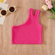 夏装 儿童时髦抹胸单肩短背心 女宝宝洋气吊带衫 女童无袖 上衣打底衫