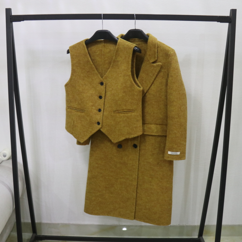 欧洲站高级感双面呢大衣女秋韩系毛呢外套赫本风二件套外套,女装/女士精品,毛呢外套,淘宝优惠券,粉丝福利购,淘宝优惠卷