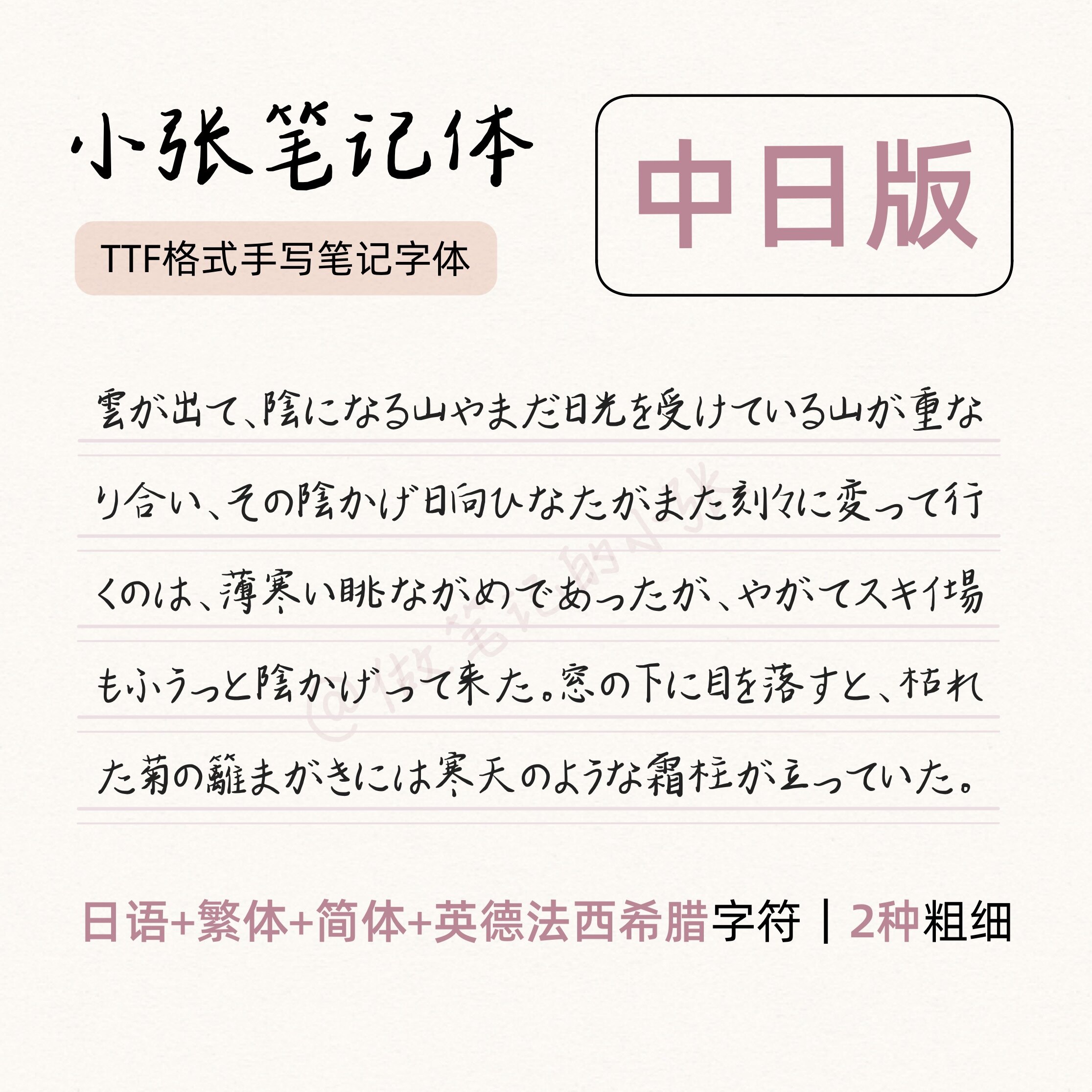 【小张笔日记体文版】notability/goodnotes电子手帐字体ipad手写
