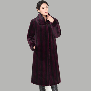 气质新长款大翻领水貂皮草 女貂毛海宁貂皮大衣整貂植天鹅绒外套