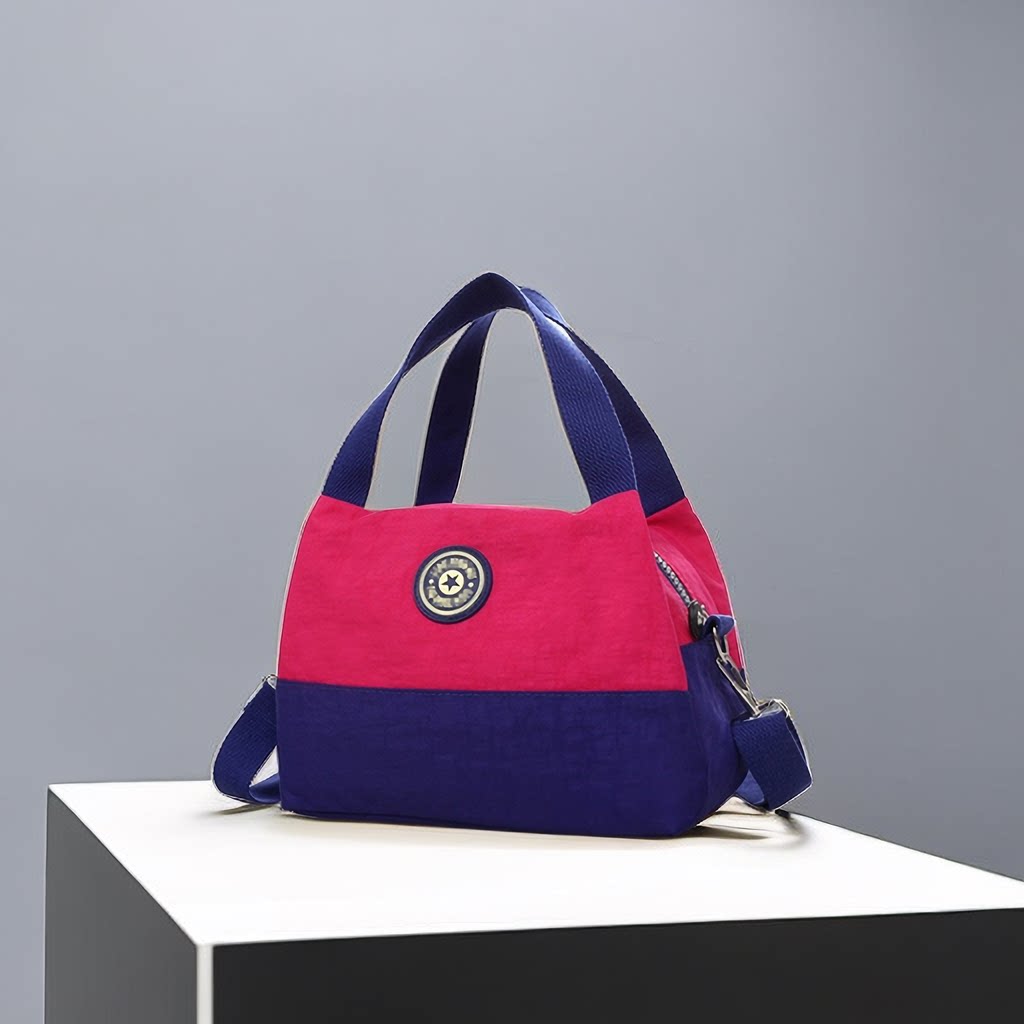 定制女士牛津布手提包小巧款中老年妈妈斜挎单肩包拼接妈咪小布包