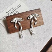 Margot手作芭蕾风蝴蝶结耳钉新款 气质耳环 耳夹个性 2024爆款 时尚