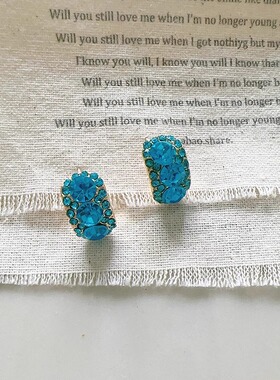 Margot手作湛蓝冷萃蓝小众设计高级感耳钉春夏耳环无耳洞耳夹耳环