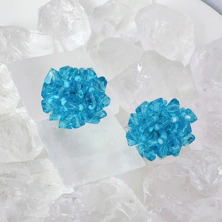 串珠耳钉Margot手作蓝色