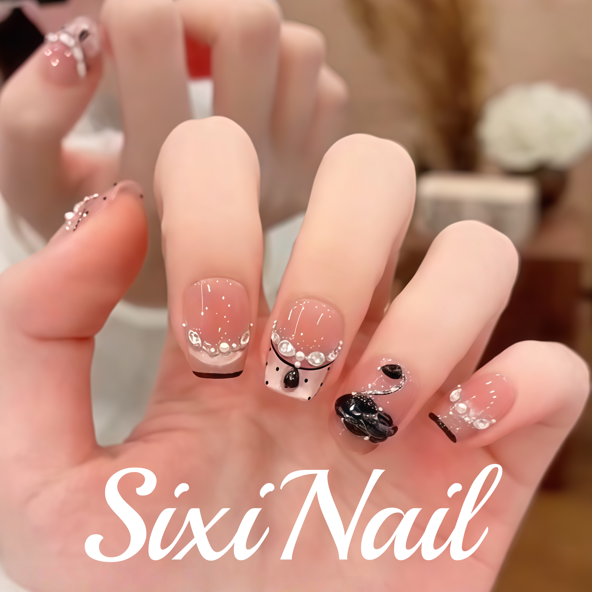 手绘miu系黑天鹅猫眼纯手工穿戴甲短款气质高级显白美甲指甲贴片,彩妆/香水/美妆工具,穿戴甲/甲片,淘宝优惠券,粉丝福利购,淘宝优惠卷