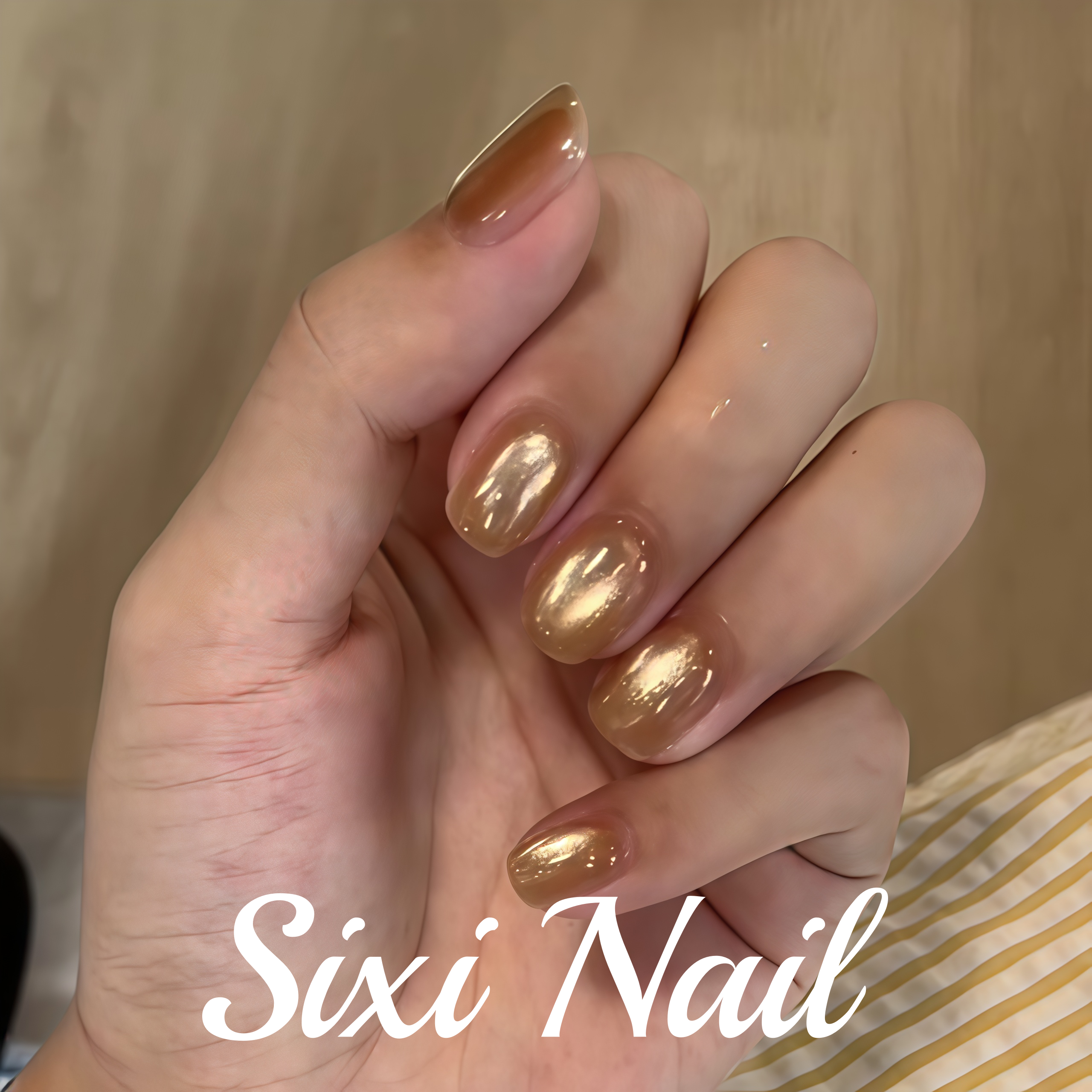 玻璃珠金色猫眼纯手工穿戴甲ins风高级感显白美甲贴片假指甲短款,彩妆/香水/美妆工具,穿戴甲/甲片,淘宝优惠券,粉丝福利购,淘宝优惠卷