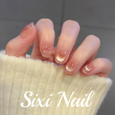 纯欲猫眼纯手工穿戴甲ins风高级感显白气质简约美甲贴片假指甲片