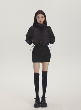 PEMPL半身裙女双插口袋包臀裙夏季新款松紧高腰运动短裙修身a字裙