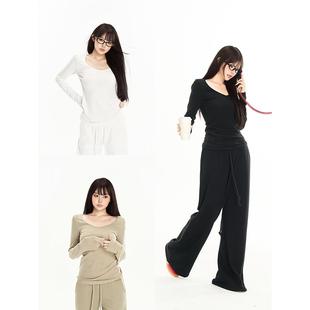 PEMPL 'Clean Fit' 经典V领极简显瘦T恤秋季新款修身弹力百搭上衣