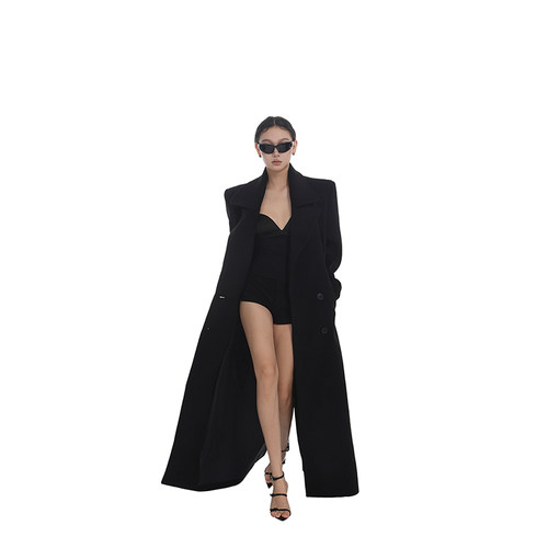 PEMPL中长款欧美修身毛呢外套