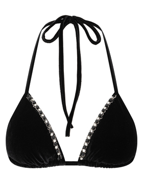 PEMPL 小香风丝绒比基尼性感辣妹带胸垫文胸吊带背心海边泳衣内衣