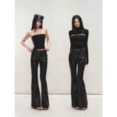 套装 PEMPL 针织罩衫 坎肩上衣时尚 黑色亲肤弹力修身 抹胸背心女长袖