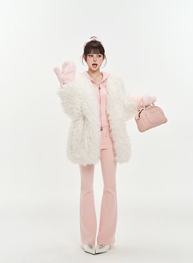 PEMPL 冰雪Queen 慵懒感宽松大翻领卷毛仿皮草外套女冬季保暖上衣