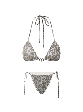 PEMPL·银色蛇纹比基尼辣妹带胸垫吊带背心海边度假游泳泡温泉