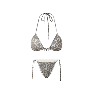 PEMPL·银色蛇纹比基尼辣妹带胸垫吊带背心海边度假游泳泡温泉