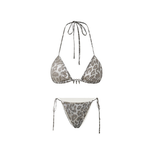 PEMPL·银色蛇纹比基尼辣妹带胸垫吊带背心海边度假游泳泡温泉