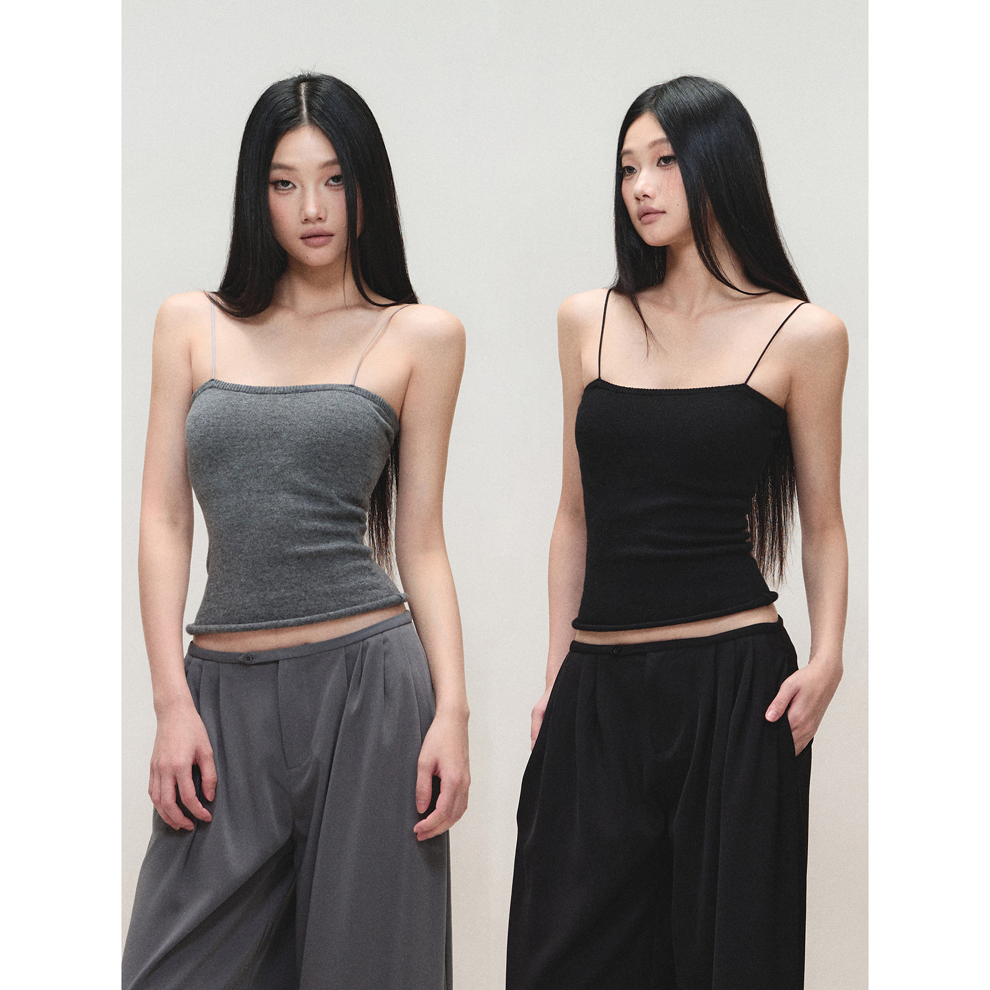 PEMPL 性感露肩针织吊带背心女弹力修身亲肤慵懒感全羊毛抹胸上衣