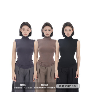 高领无袖 新款 PEMPL 背心女春季 百搭针织上衣内搭潮 修身 显瘦打底衫