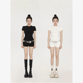 女夏季 热裤 新款 y2k百搭显瘦短裤 潮 黑白轻亚低腰超短裤 PEMPL休闲裤