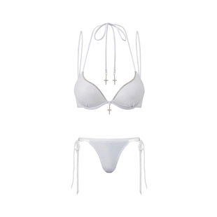 PEMPL 十字架金属挂脖吊带背心女辣妹性感海边度假比基尼文胸上衣