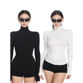 t恤女春季 新款 欧美风修身 PEMPL长袖 显瘦双色基础半高领内搭打底衫