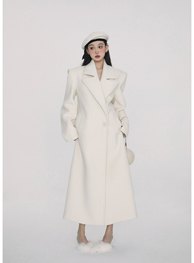 PEMPL 毛呢外套女冬新款长袖廓形呢大衣硬挺垫肩版型极简质感气质