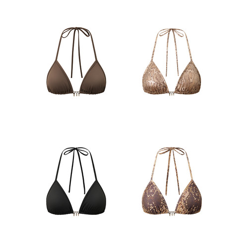 蛇纹吊带比基尼上衣辣妹性感内衣