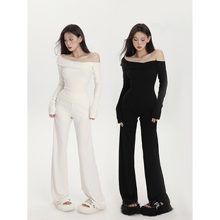 休闲裤 子纯色宽松阔腿裤 女春季 牛奶绒丝滑质感直筒长裤 新款 PEMPL