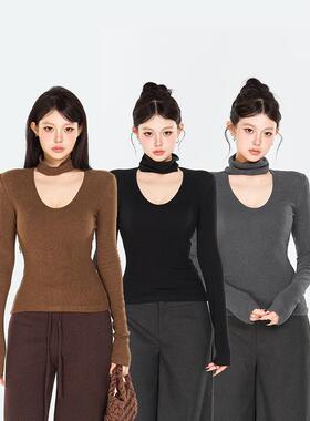 PEMPL 温暖底牌 U领保暖亲肤百搭打底冬气质内搭显瘦上衣可拆脖套