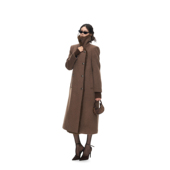 PEMPL 长款 双排扣立领正肩毛呢外套女内里毛毛保暖加厚羊毛呢大衣