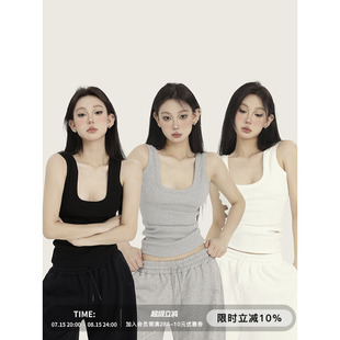 型纯色百搭修身 PEMPL 低方领极简好版 背心女内搭春夏新款 上衣 无袖
