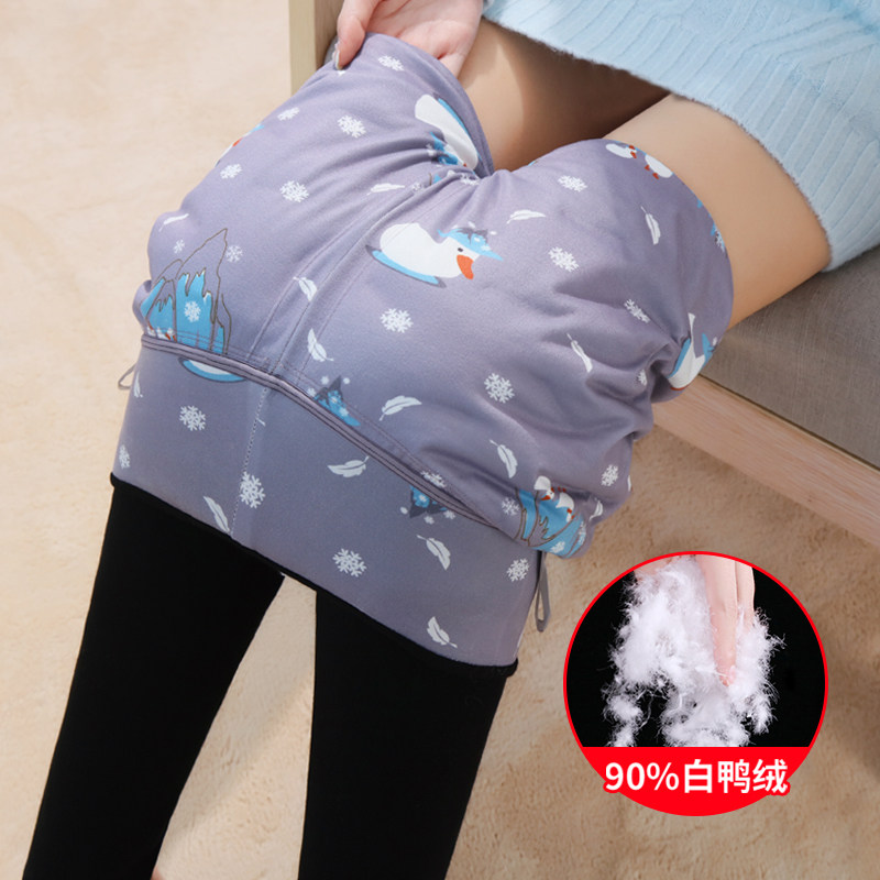 加厚白鸭绒打底裤女冬季新款加绒高腰弹力大码棉裤显瘦踩脚羽绒裤