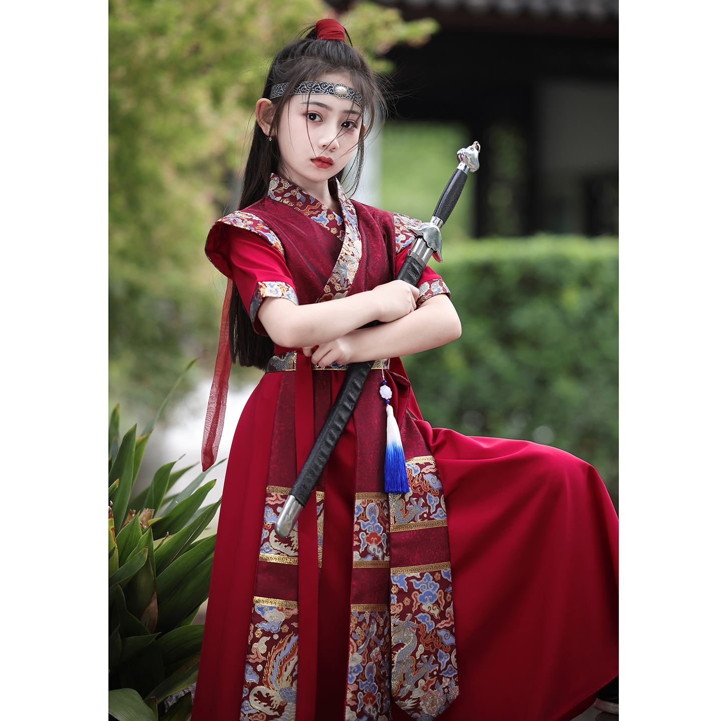 儿童汉服女童花木兰服装仙侠风