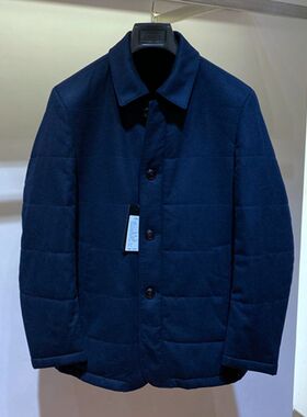 品牌男装 冬装 深蓝翻领 獭兔绒 男士棉服 尼克服 皮草 6980