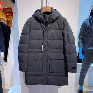 特惠 冬装 灰色连帽 白鸭绒 中长款 百搭 男士羽绒服