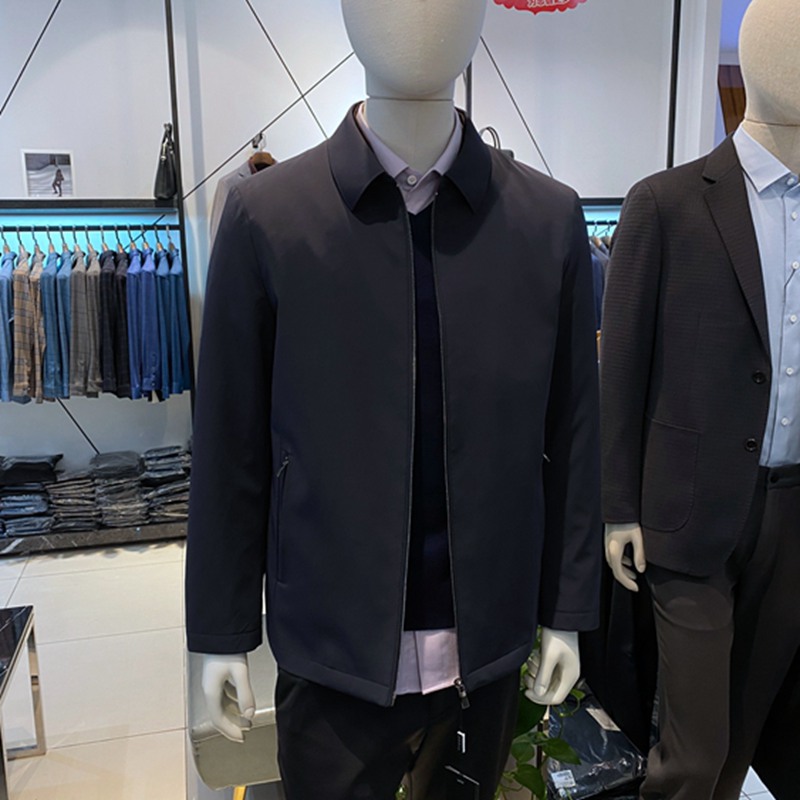 深蓝獭兔毛内胆男士尼克服皮草