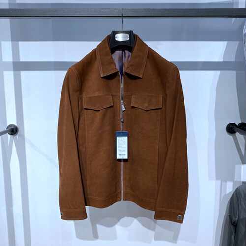 方仕秋冬翻领牛皮反绒男士单皮衣