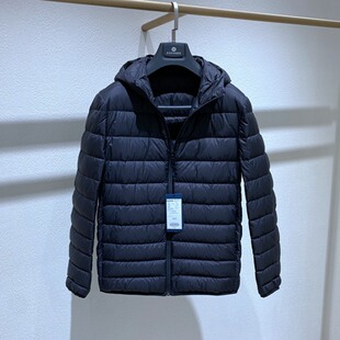 方仕冬装薄款 黑色连帽拉链 轻柔面料 百搭通勤 白鹅绒男士羽绒服